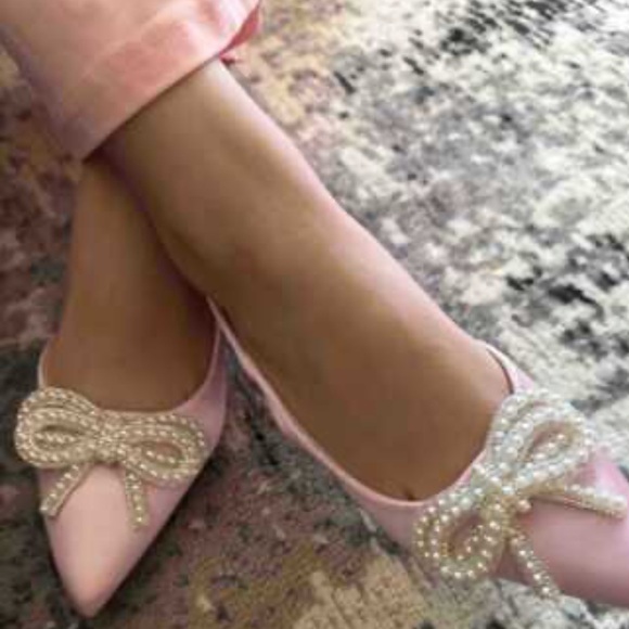 NEW [SHEIN] Pink Satin Slingback Low Heels Pearl Embellished Bow Women’s 8/EU 38 - Picture 10 of 15